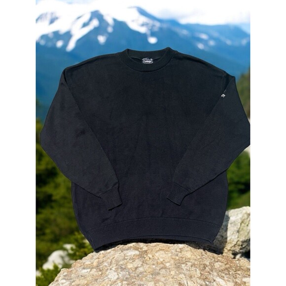 Vantage Sweater XL Black Heavyweight 100% Cotton USA Made Crewneck Vintage - Picture 1 of 4